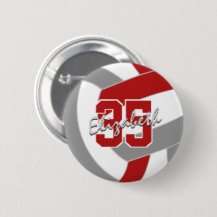 Rood Grijs Volleybal Team Party Cadeaus Ronde Button 5,7 Cm