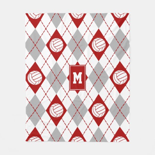 rood grijs volleybalteam kleuren argyle patroon fleece deken (Voorkant)