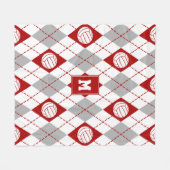 rood grijs volleybalteam kleuren argyle patroon fleece deken (Voorkant (Horizontaal))