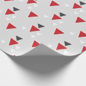 Rood Grijs & Wit Abstract Moderne Retro Driehoek Cadeaupapier (Hoek)