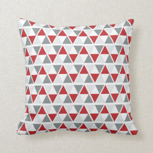 Rood Grijs Wit Geometrisch Patroon Kussen