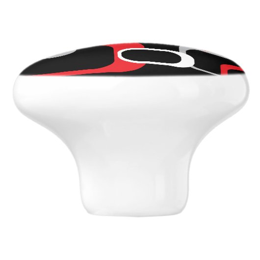 Rood Grijs Wit Retro Vierkant Zwart Achtergrond Keramische Knop (Zijkant)