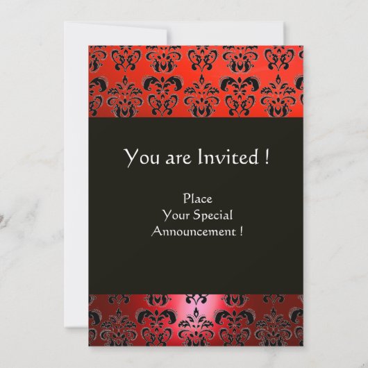 ROOD GRIJS ZWART DAMAST MONOGRAM ,helder wit Kaart (Achterkant)