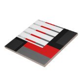 Rood Grijs Zwart en Wit Gestreept Geometrisch Blok Tegeltje (Zijkant)