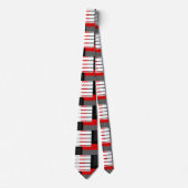 Rood Grijs Zwart en Wit Gestreept Kleurenblok Stropdas (Voorkant)