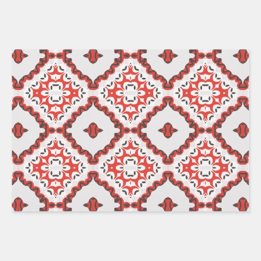 Rood grijs zwart en wit modern inpakpapier vel (Voorkant 2)