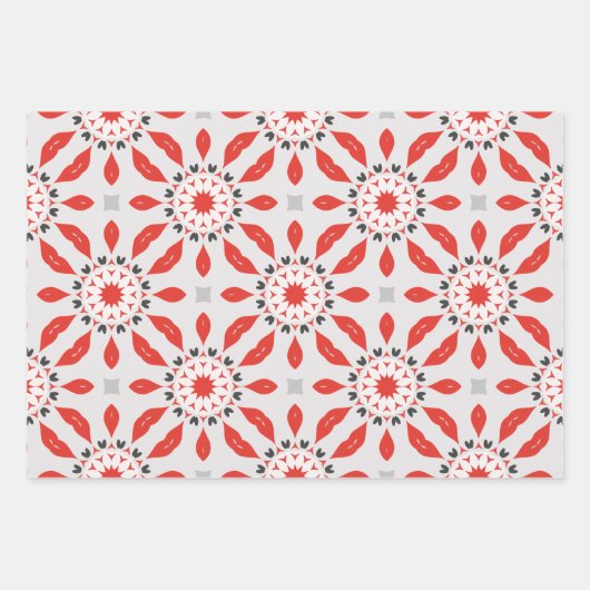 Rood grijs zwart en wit modern inpakpapier vel (Voorkant)