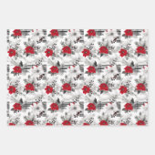 Rood grijs zwart kerstboom patroon inpakpapier vel (Voorkant 3)