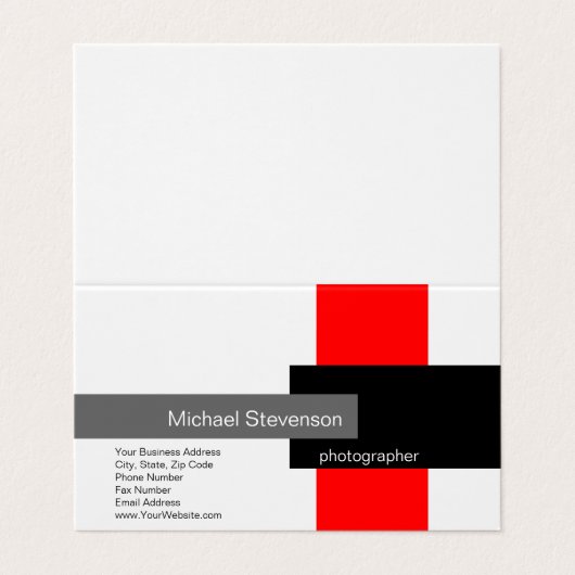 Rood grijs zwart-minimalistisch modern visitekaartje (Buitenkant ongevouwen)