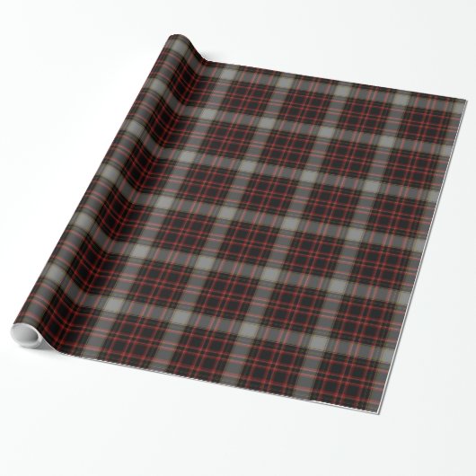 Rood Grijs Zwart Tartan Plaid Cadeaupapier (Uitgerold)