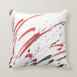 Rood Grijs Zwart Waterverf Abstract Kussen