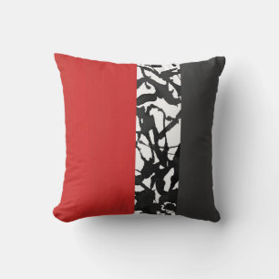 Rood Grijs Zwart-Wit Abstract Modern Kussen