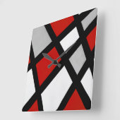Rood grijs zwart wit geometrisch vierkante klok (Hoek)