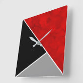 Rood grijs zwart wit kleurenblok vierkante klok (Hoek)