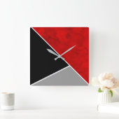Rood grijs zwart wit kleurenblok vierkante klok (Huis)