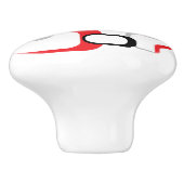 Rood Grijs Zwart Wit Retro Vierkant Patroon Keramische Knop (Zijkant)