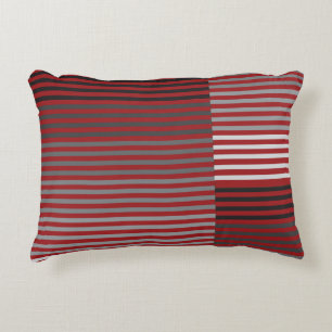 Rood, Grijs, Zwart, Witte Strepen Accent Kussen