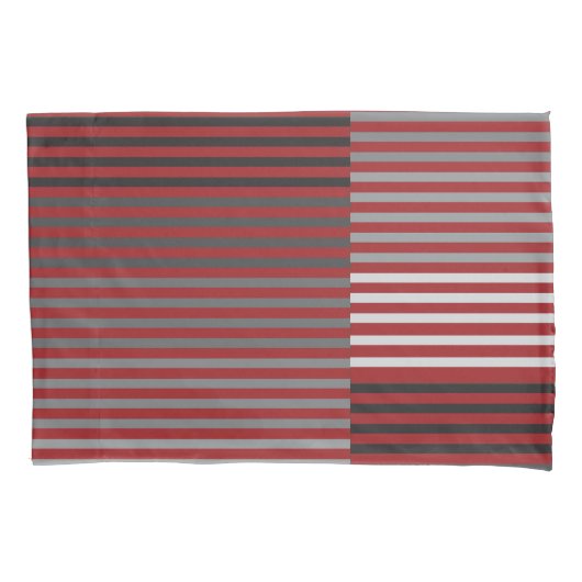 Rood, Grijs, Zwart, Witte Strepen Kussensloop (Voorkant)