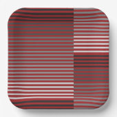 Rood, Grijs, Zwart, Witte Strepen Papieren Bordje (Voorkant)