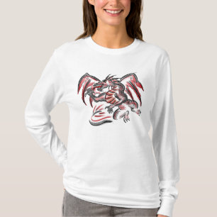Rood grijze draak dames hoodie t-shirt