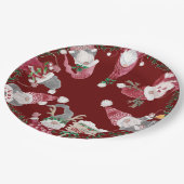 Rood Grijze Gnomes Christmas Waterverf Leaf Foliag Papieren Bordje (Gekanteld)