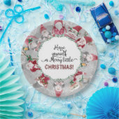 Rood Grijze Gnomes Kerstmis Snowflakes Blad Blad Papieren Bordje (Feest)