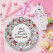 Rood Grijze Gnomes Kerstmis Snowflakes Blad Blad Papieren Bordje (Feest)