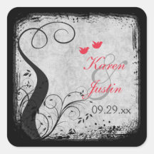 Rood, grijze vedervogels, Sticker van het vogelhuw