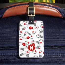 rood grijze voetbalteamkleuren sportpatroon bagagelabel