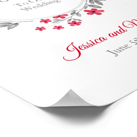 Rood, grijze Waterverf Poster (Hoek)