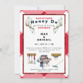 Rood Grillen & Fixing Antlers Couples Douche Kaart (Voorkant)