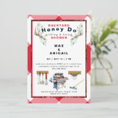 Rood Grillen & Fixing Antlers Couples Douche Kaart (Staand voorkant)