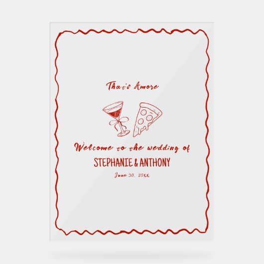 Rood grillig Lijst dat een meer Italiaanse bruilof Acryl Bord (Voorkant)