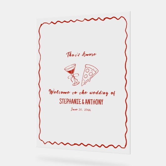 Rood grillig Lijst dat een meer Italiaanse bruilof Acryl Bord (Hoek)