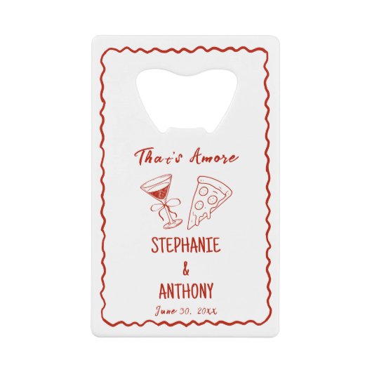 Rood grillig Lijst dat een meer Italiaanse bruilof Creditkaart Flessenopener (Voorkant)