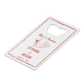 Rood grillig Lijst dat een meer Italiaanse bruilof Creditkaart Flessenopener (Achterkant Gekanteld)