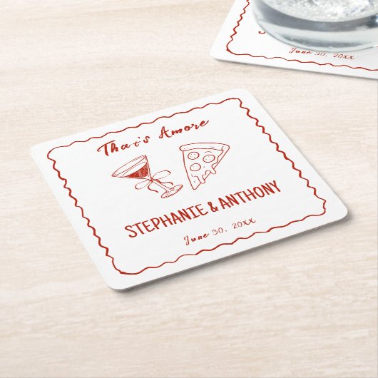 Rood grillig Lijst dat een meer Italiaanse bruilof Kartonnen Onderzetters (Schuin)