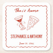 Rood grillig Lijst dat een meer Italiaanse bruilof Kartonnen Onderzetters (Voorkant)