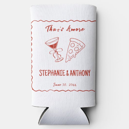 Rood grillig Lijst dat een meer Italiaanse bruilof Seltzer Blikjeskoeler (Voorkant)