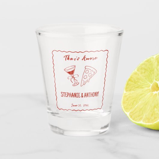 Rood grillig Lijst dat een meer Italiaanse bruilof Shot Glas (Voorkant)