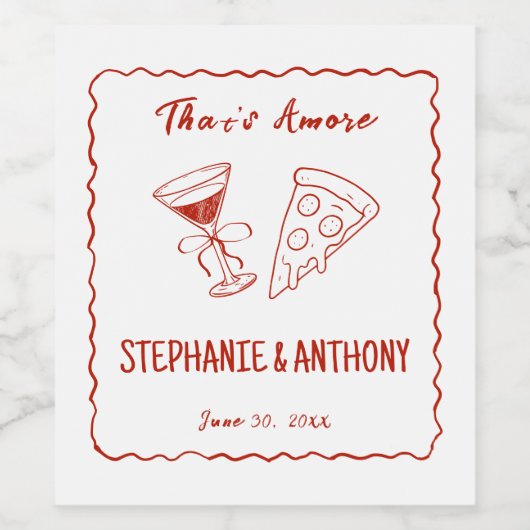 Rood grillig Lijst dat een meer Italiaanse bruilof Wijn Etiket (Enkel label)