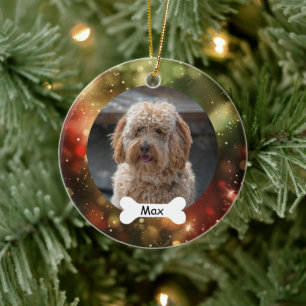 Rood Groen Aangepaste Huisdier Puppy Dog Foto Keramisch Ornament