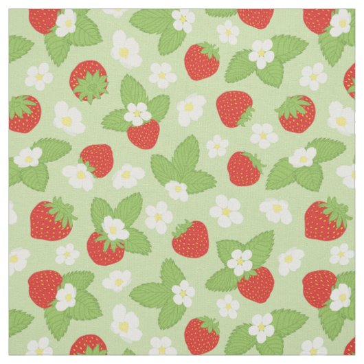 Rood groen aardbeienpatroon stof (Swatch)