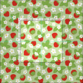 Rood groen aardbeienpatroon stof (Delen)