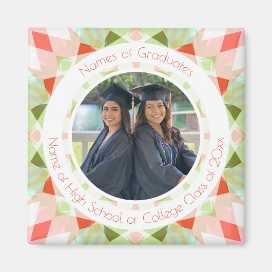  Rood Groen Afstuderen Foto Keepsake Gift Magneet (Voorkant)