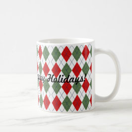 Rood groen argyle ruitjes prettige feestdagen koffiemok