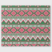 Rood, groen Aztec-patroonverpakkingspapier Cadeaupapier (Vlak)