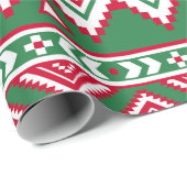 Rood, groen Aztec-patroonverpakkingspapier Cadeaupapier (Rol Hoek)