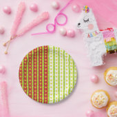 Rood Groen Bamboe Bladeren Patroon Party Papieren Bordje (Feest)