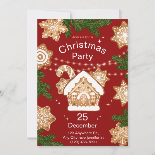 Rood Groen Beige Waterverf Geïllustreerd Kaart (Voorkant)